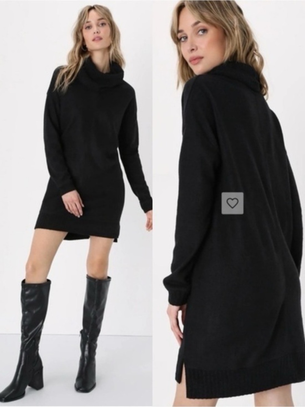 NWOT Lulu’s Autumn Daze Cowl Neck Long Sleeve Sweater Mini Dress Small 663192